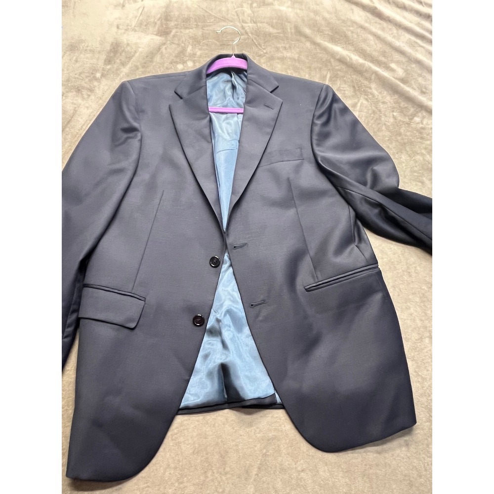 Hart Schaffner Marx Mens Navy Blue Two Button Blazer Suit Jacket 38S Made in USA